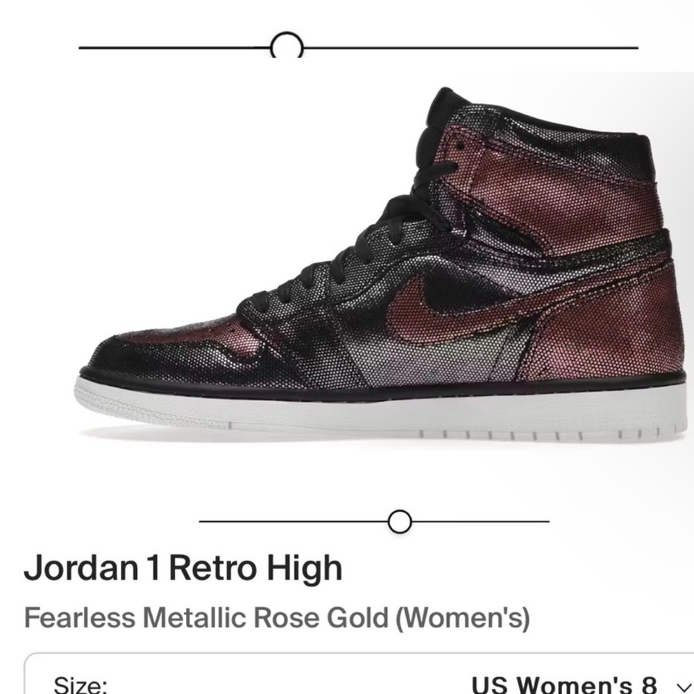 Jordan 1 Retro High Black and Metallic Rose Gold Sneakers
